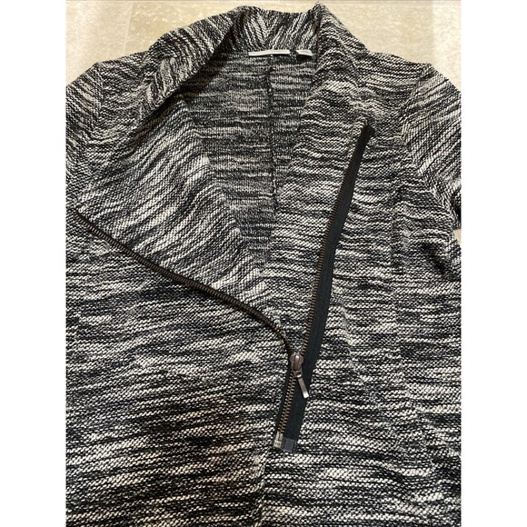 NEW $89 Halogen Womens XS  Zip Up jacket Black Ivory Tweed Asymmetrical - Picture 6 of 11